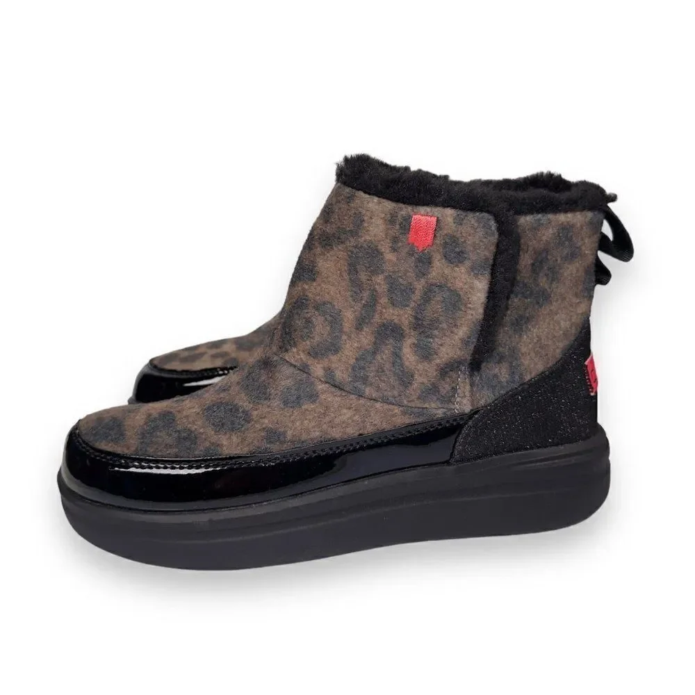 Hey Dude Mel Leo‎ Black (Leopard) Boots Youth 4 Women's 5